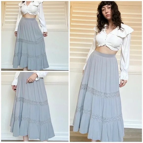 gray boho fairy midi skirt - Picture 8 of 8